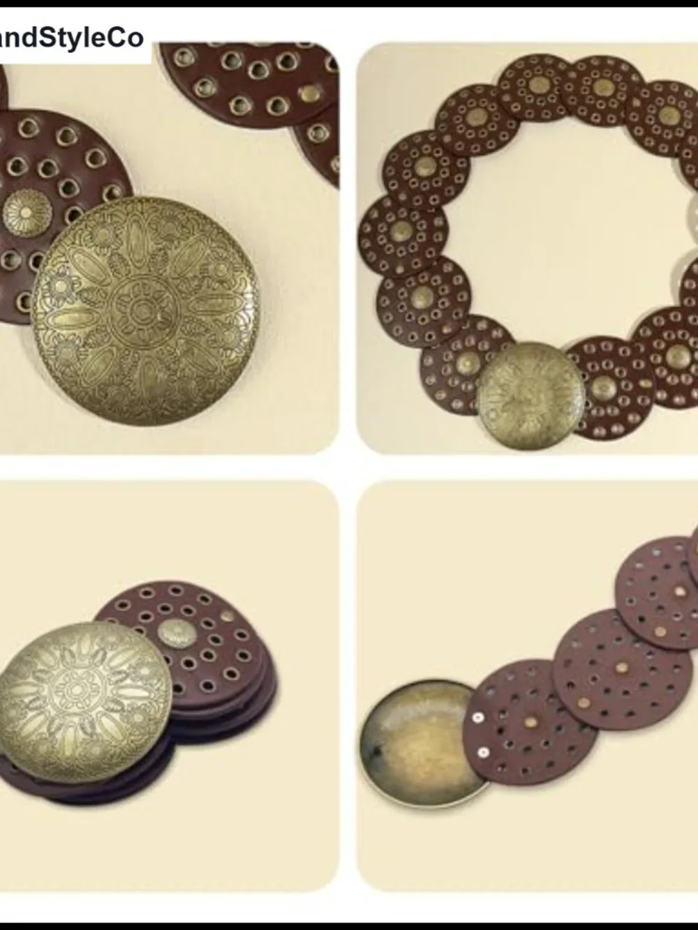 Chunky PU Leather Western Disc Belt, Boho Wide Waist Belt for Women